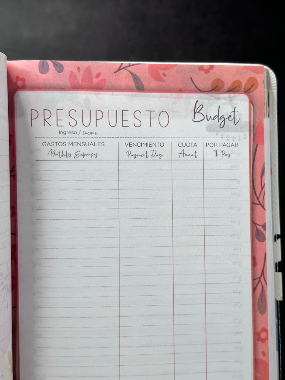 Agenda 2026 blanco y negro