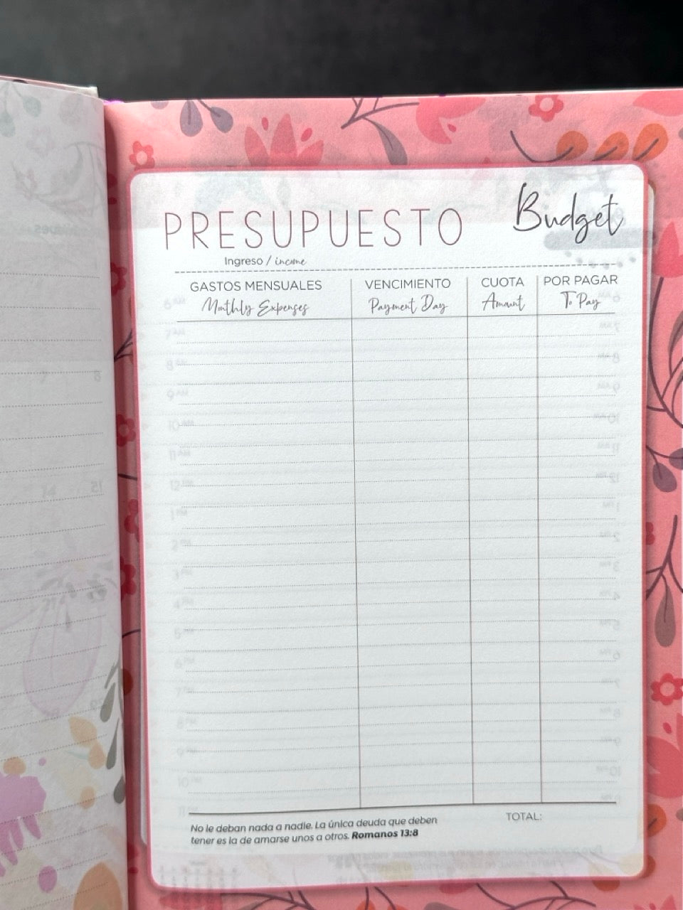 Agenda PV 2026 Tapa Dura Flores