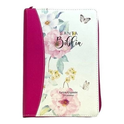 Biblia RVR 1960 Letra Gigante Símil Piel Flores