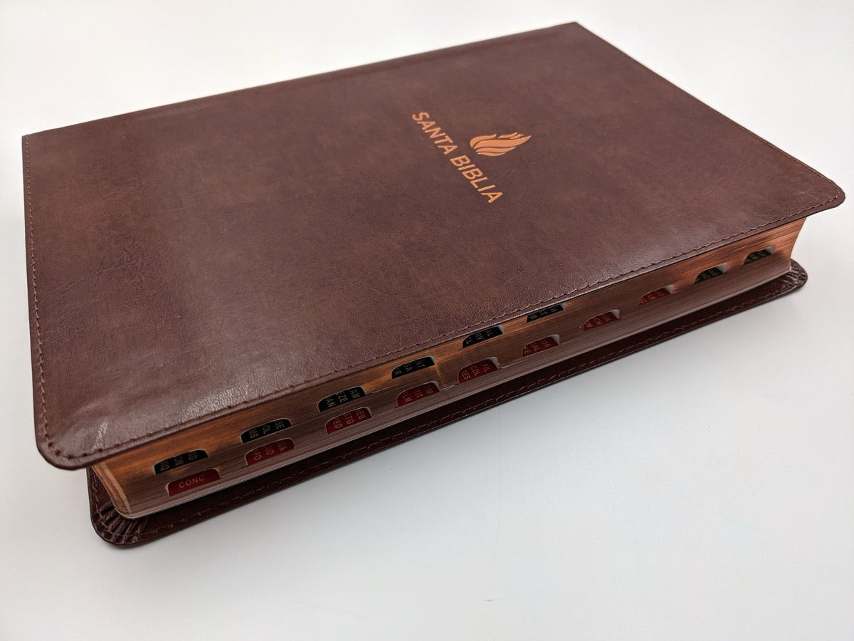 Biblia RVR 1960 Letra Gigante Piel Marrón con Índice
