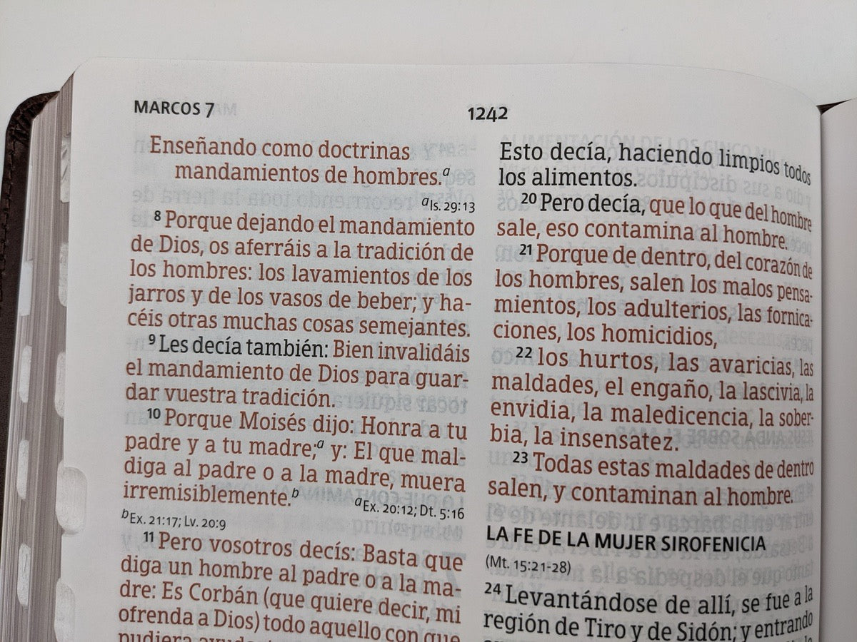 Biblia RVR 1960 Letra Gigante Piel Marrón con Índice