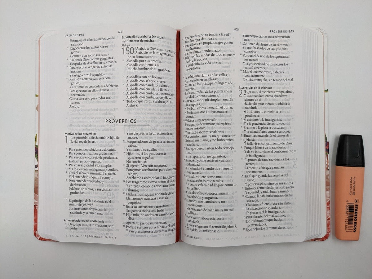 Biblia RVR 1960 Letra Grande Tamaño Manual Tapa Flores