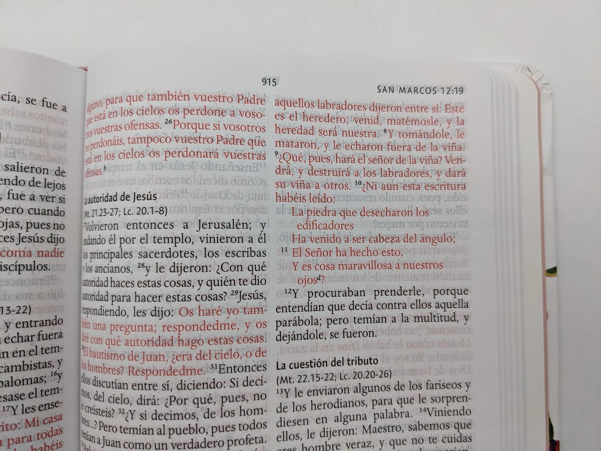 Biblia RVR 1960 Letra Grande Tamaño Manual Tapa Flores