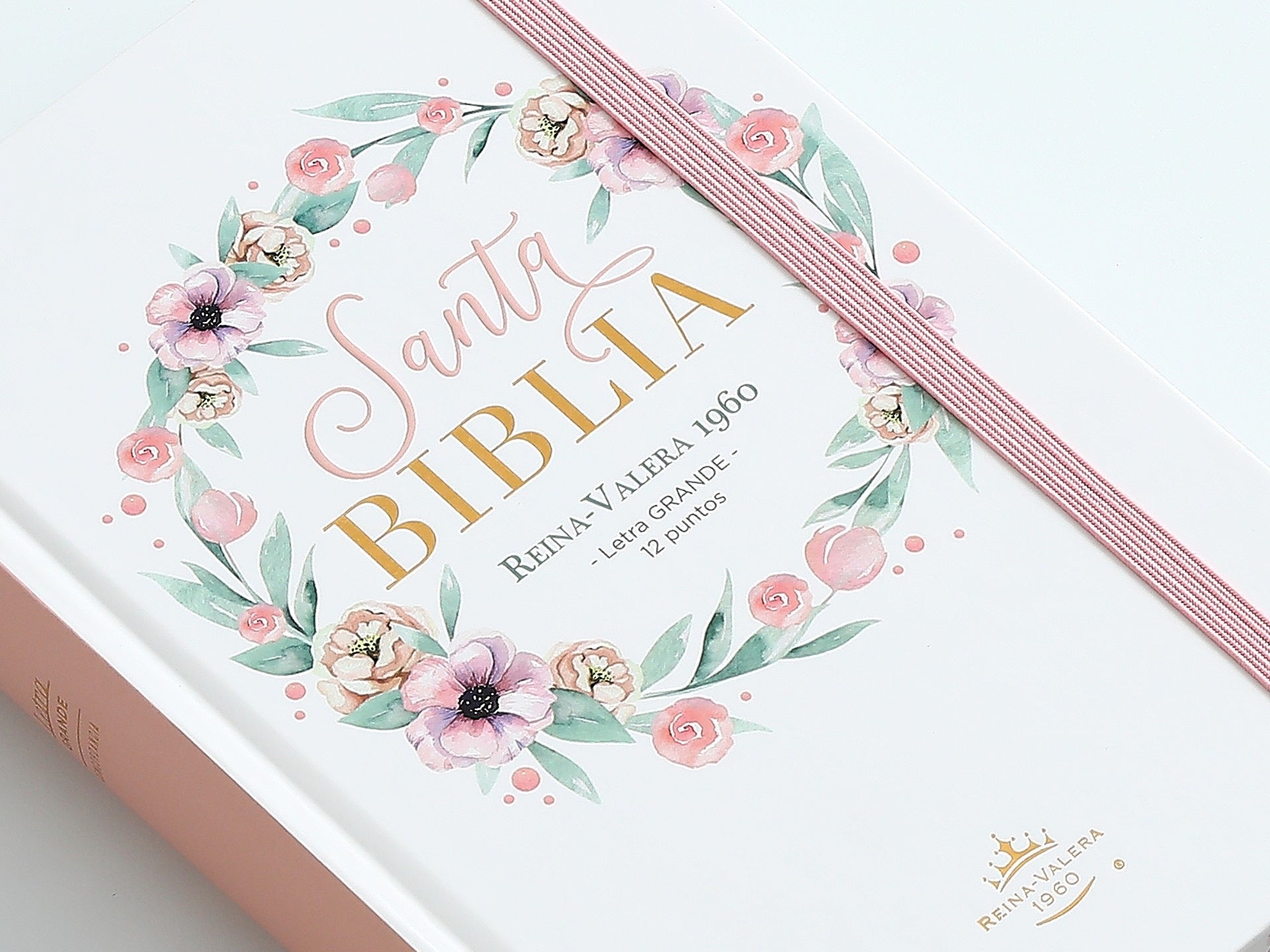 Biblia RVR60 tamaño manual letra grande tapa dura rosa