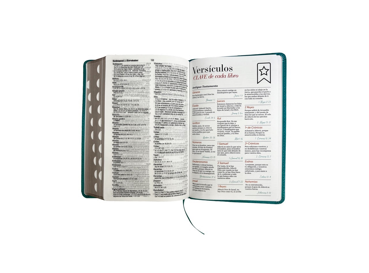 Biblia RVR60 Tamaño Manual Letra Grande turquesa indice
